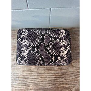 Michael Kors Snakeskin Print Zip Crossbody Bag Gray Black Chain Strap Camera Bag
